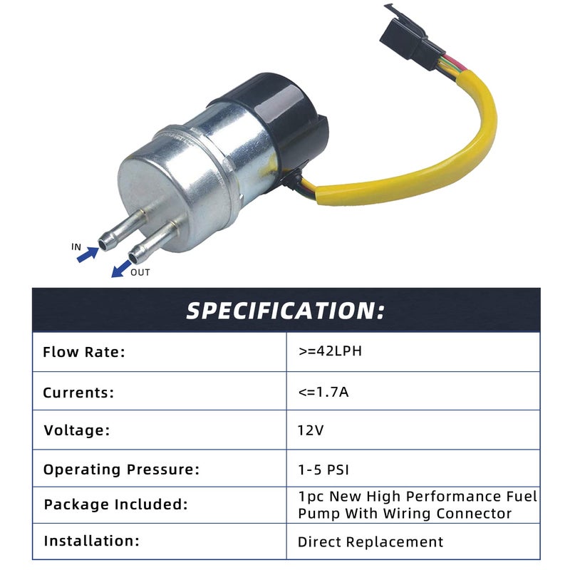PLDDE New 1pc High Performance DC 12V Electric Gas Intank EFI Fuel Pump 15100-21E01 UC-ZR1F Assembly Wiring Plug Connector Compatible with Marauder RF600R RF900R GSX1000G Voyager Vulcan Ninja - Image 3